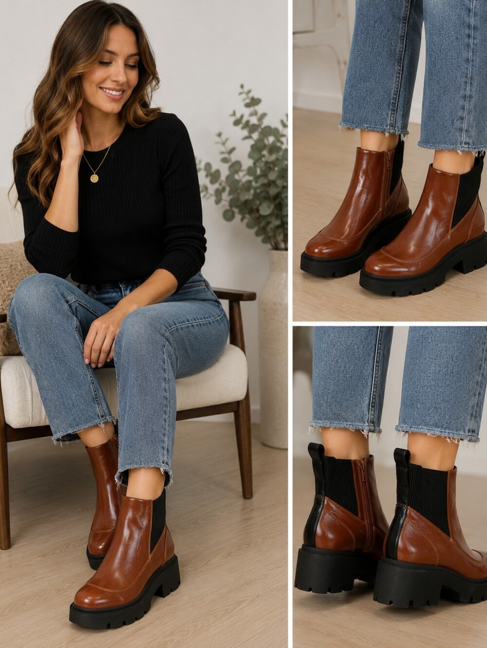 Portland Boot Company Lug Sole Chelsea Ankle Boots Mocha Brown NIB Women's Sz 6